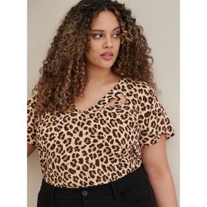 NWOT Torrid Georgette Cage Front Blouse Cheetah Print size 2 - 2X - 18/20